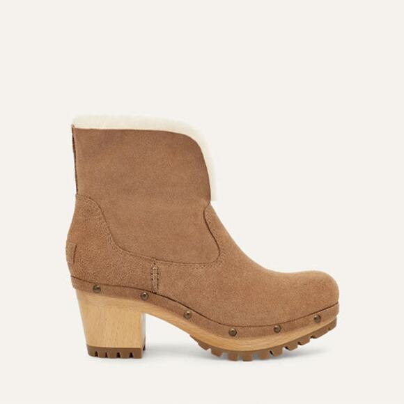 UGG Thebes Suede Clog Boots Chestnut - Size 10 - Picture 2 of 8